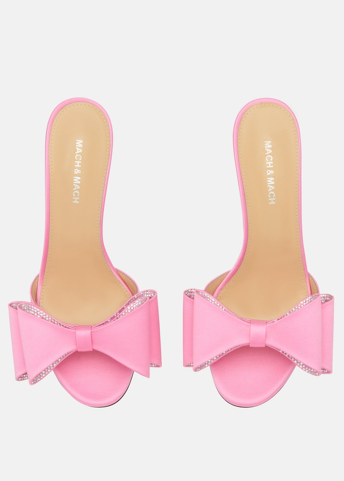 Celestine Pink Crystal Mules – side profile showing crystal, satin, pink, SimmiUnique