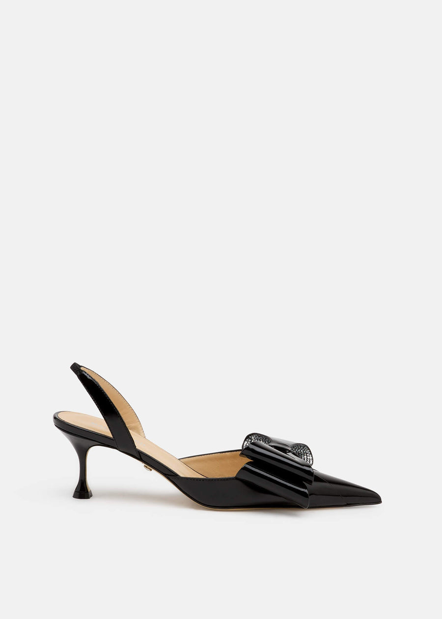 Zinnia Black Crystal Slingbacks