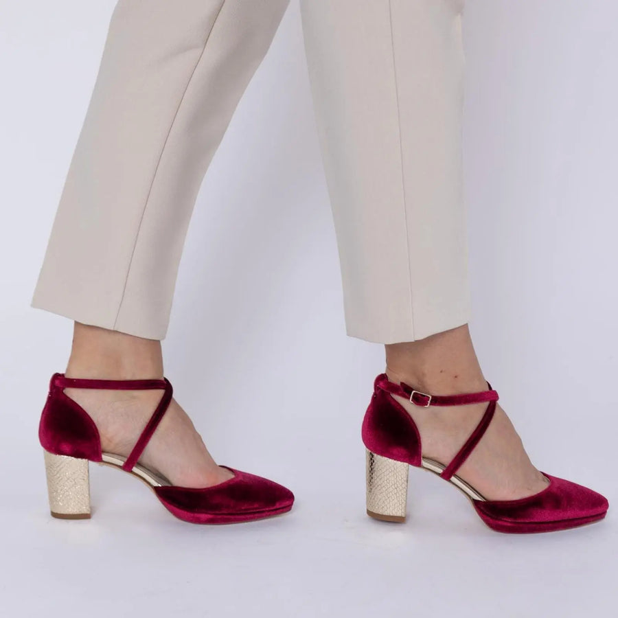 Red Strappy Block Heels