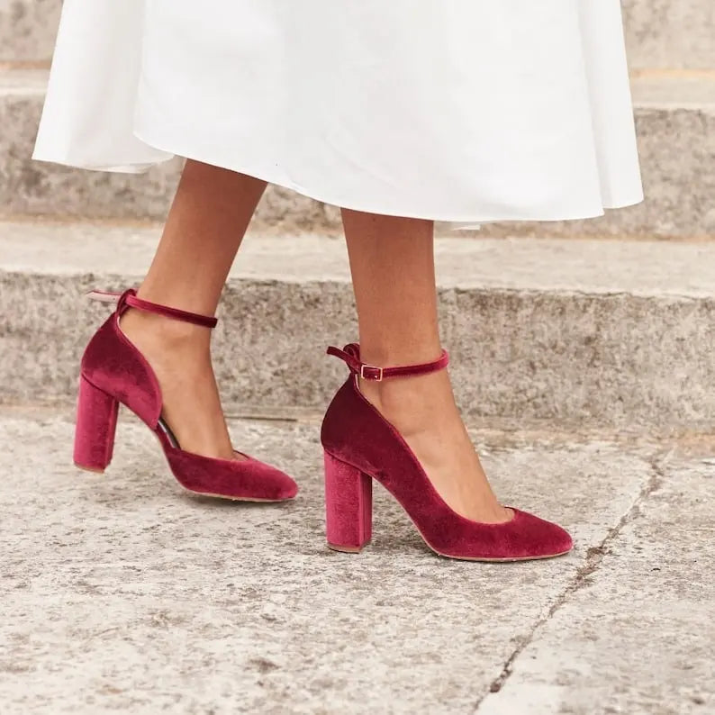 Red Velvet Shoes – side view