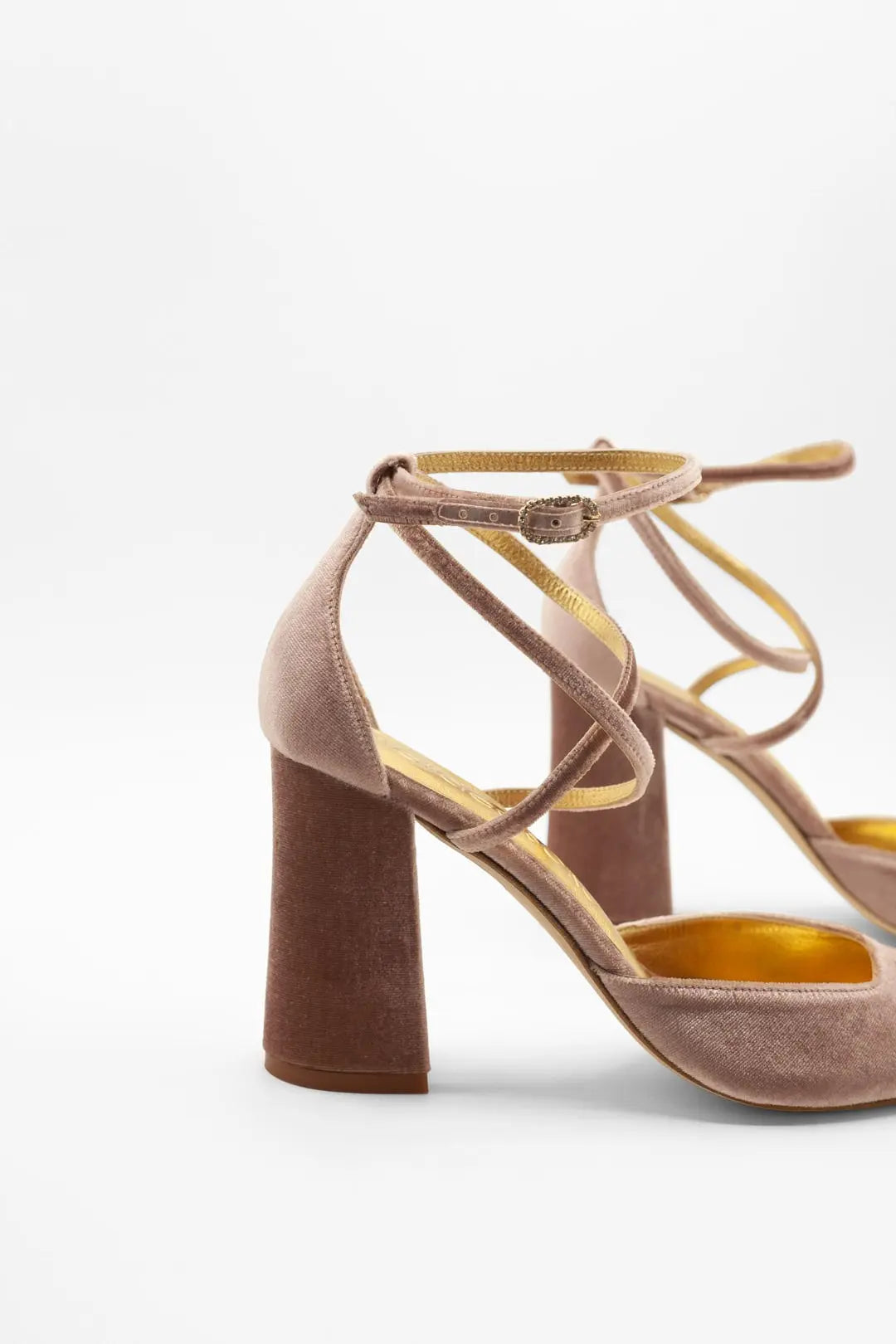 Rose Velvet Wedding Shoes – side view