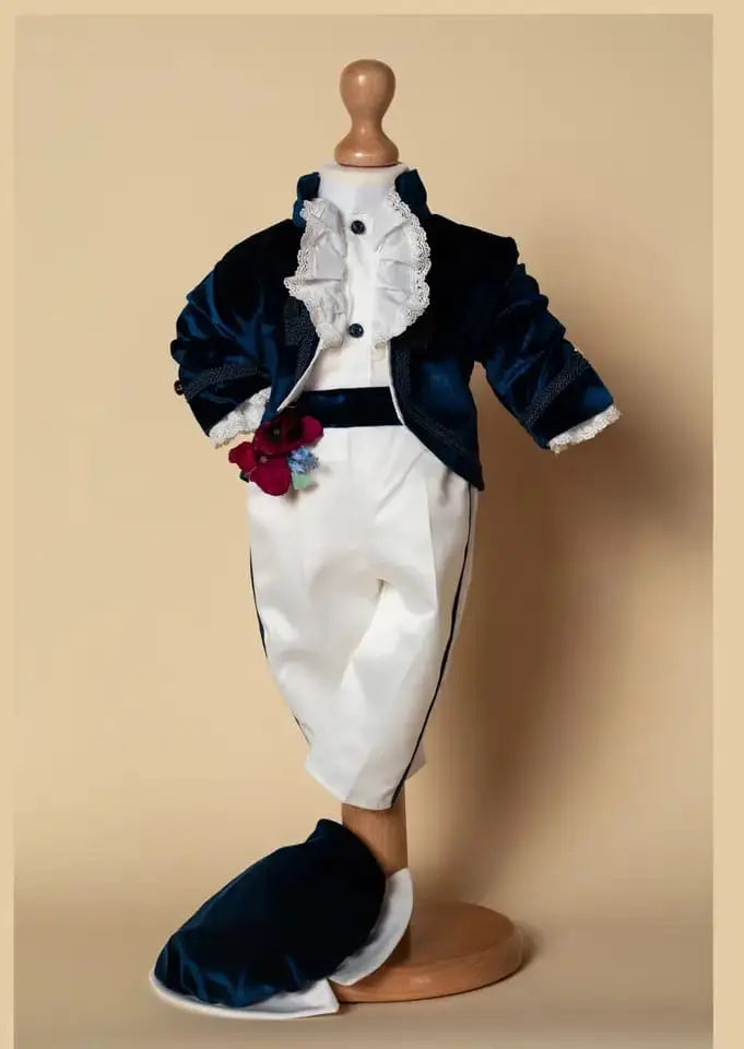 Royal Blue Velvet Little Prince Suit – detail shot