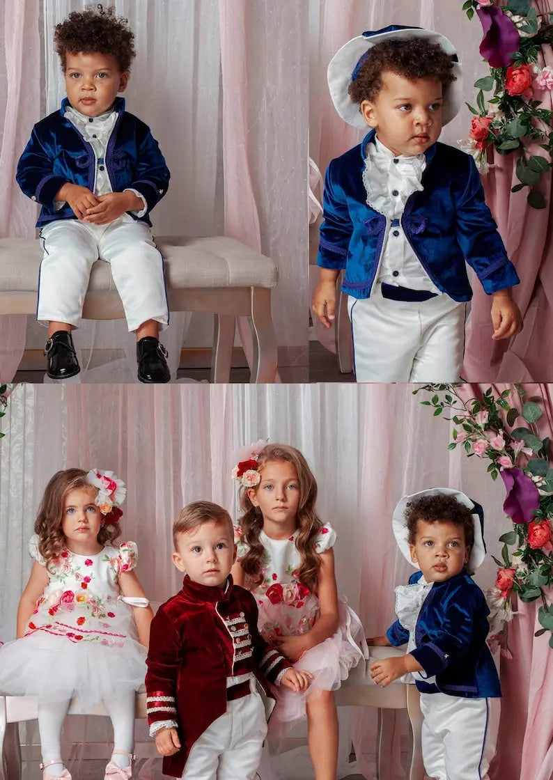 Royal Blue Velvet Little Prince Suit – photo 9