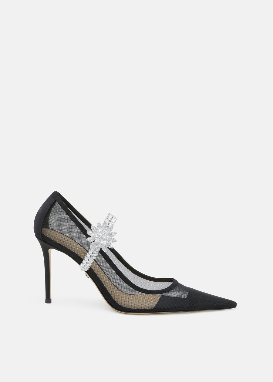 Noelle Black Lotus Flower Pumps