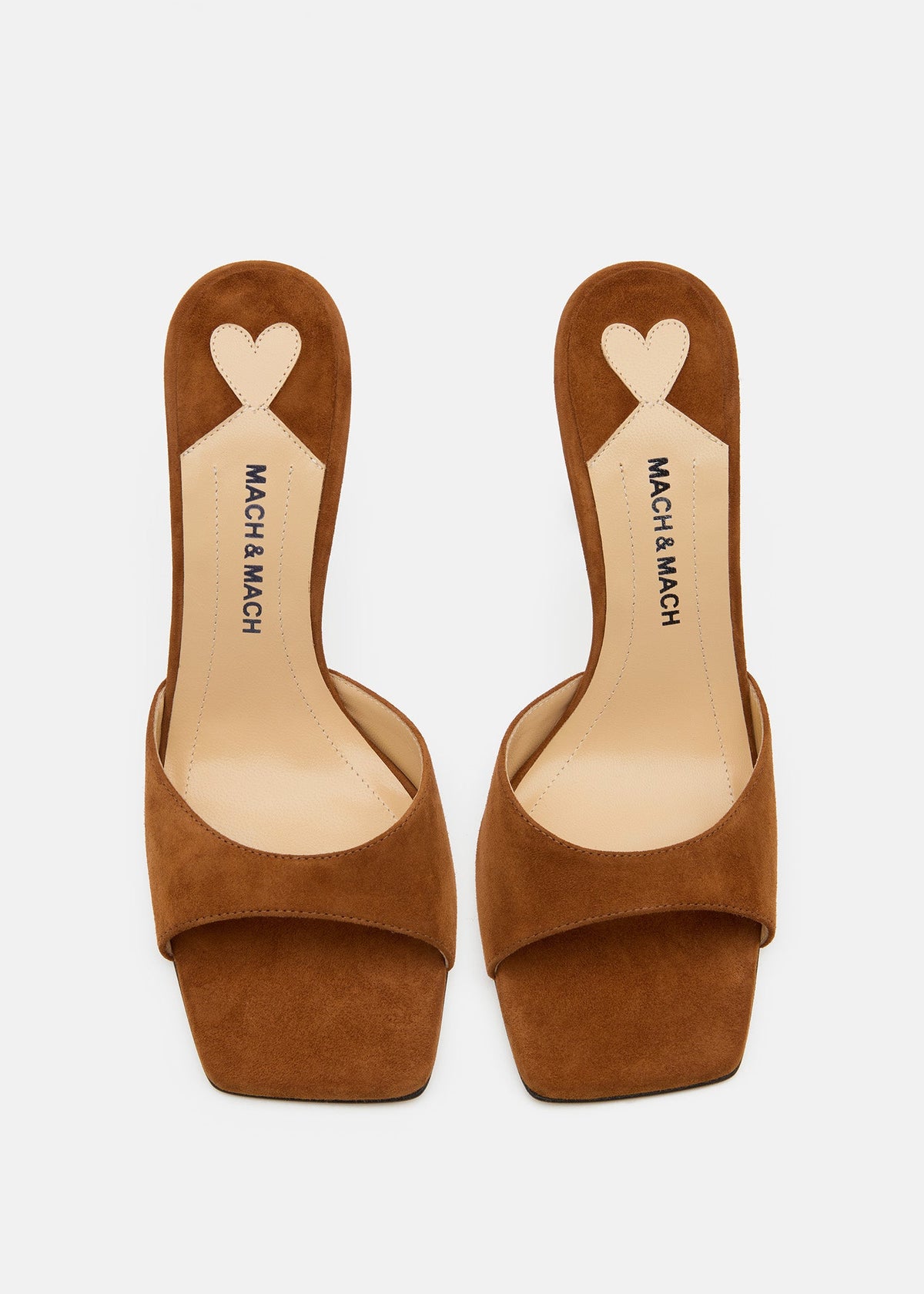 Coralie Light Brown Suede Mules – crystal detail view showing suede, metallic, red, brown, SimmiUnique