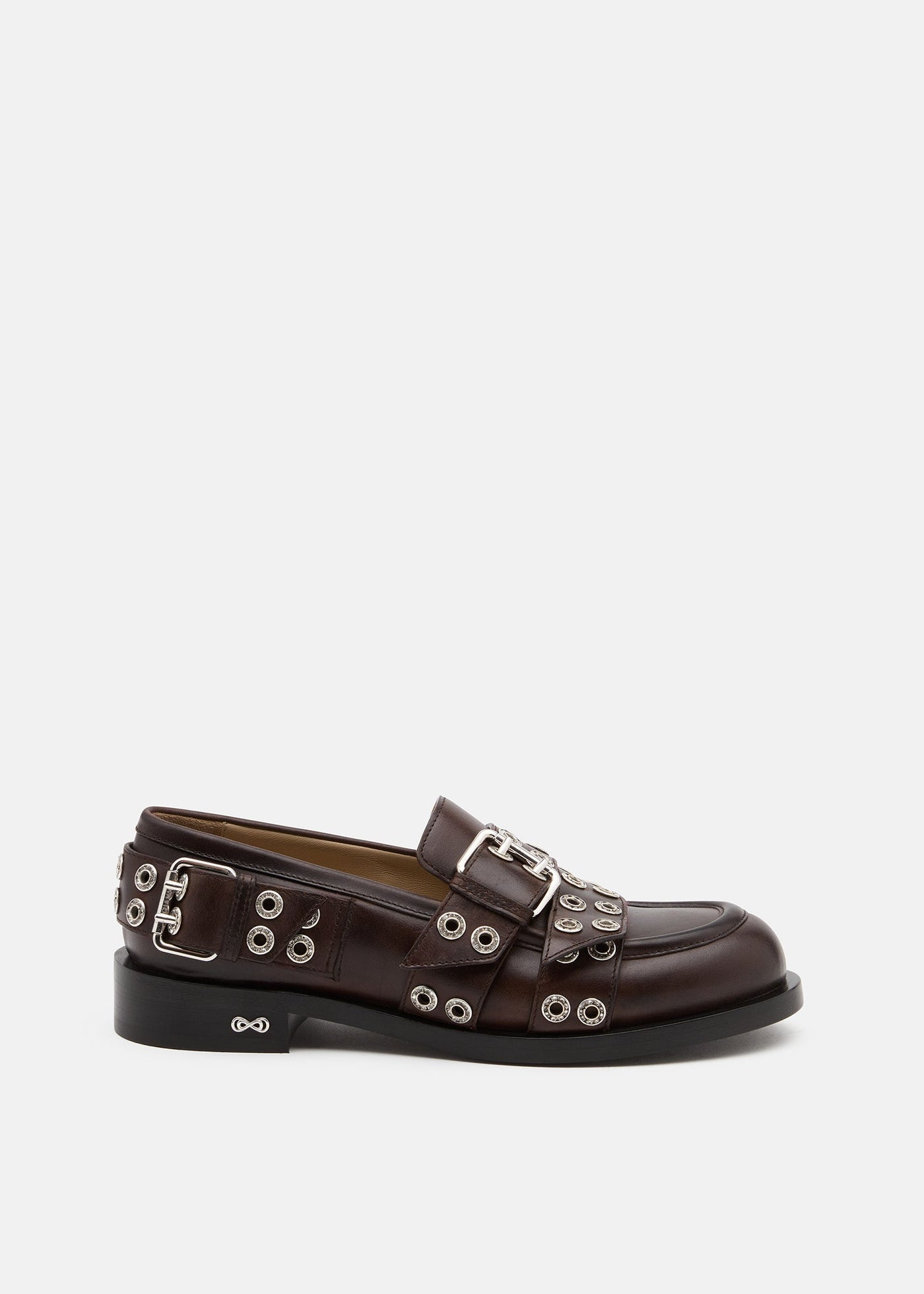 Bianca Brown Red Loafers – front three-quarter view showing red, SimmiUnique
