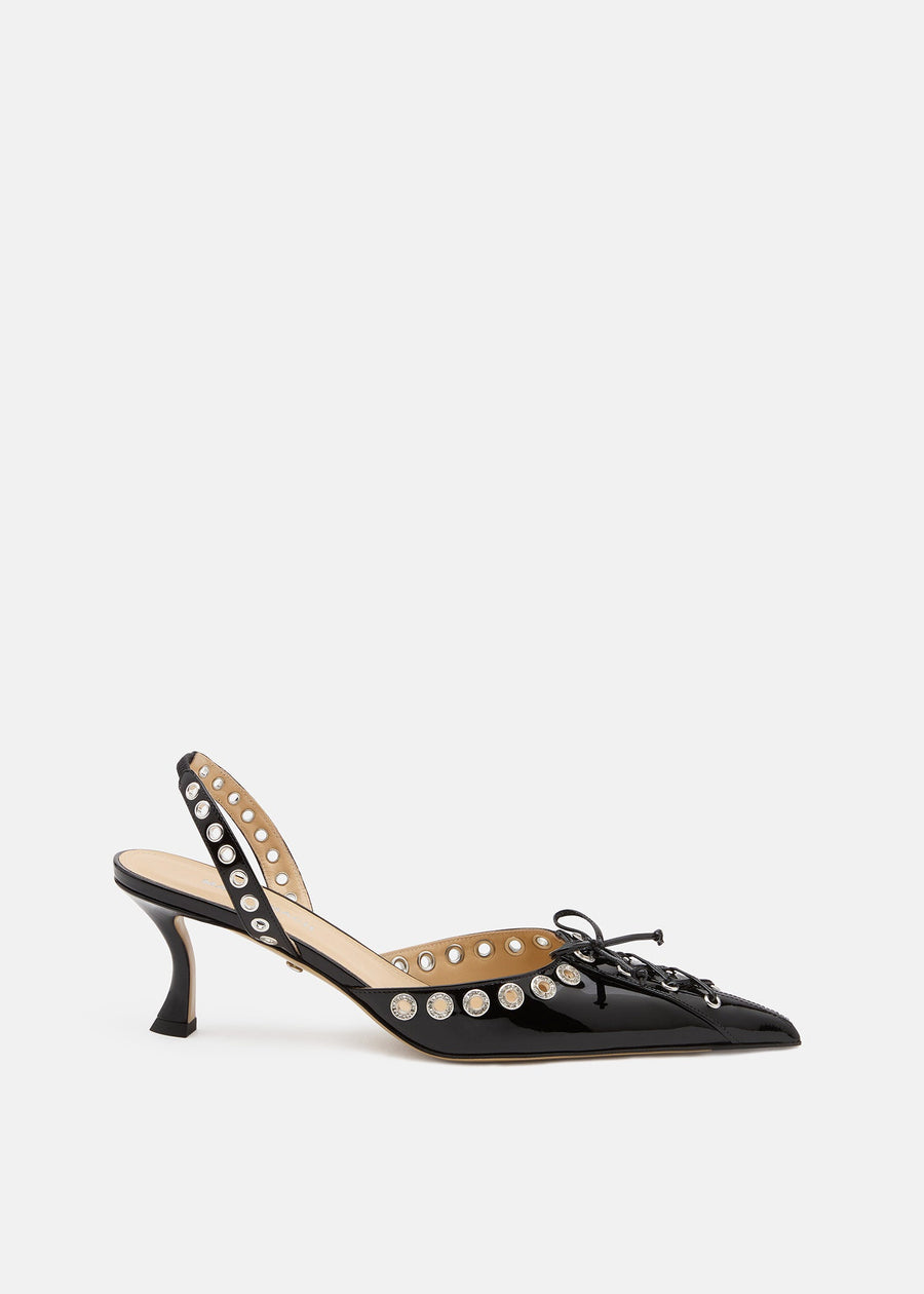 Soleia Black Crystal Slingbacks