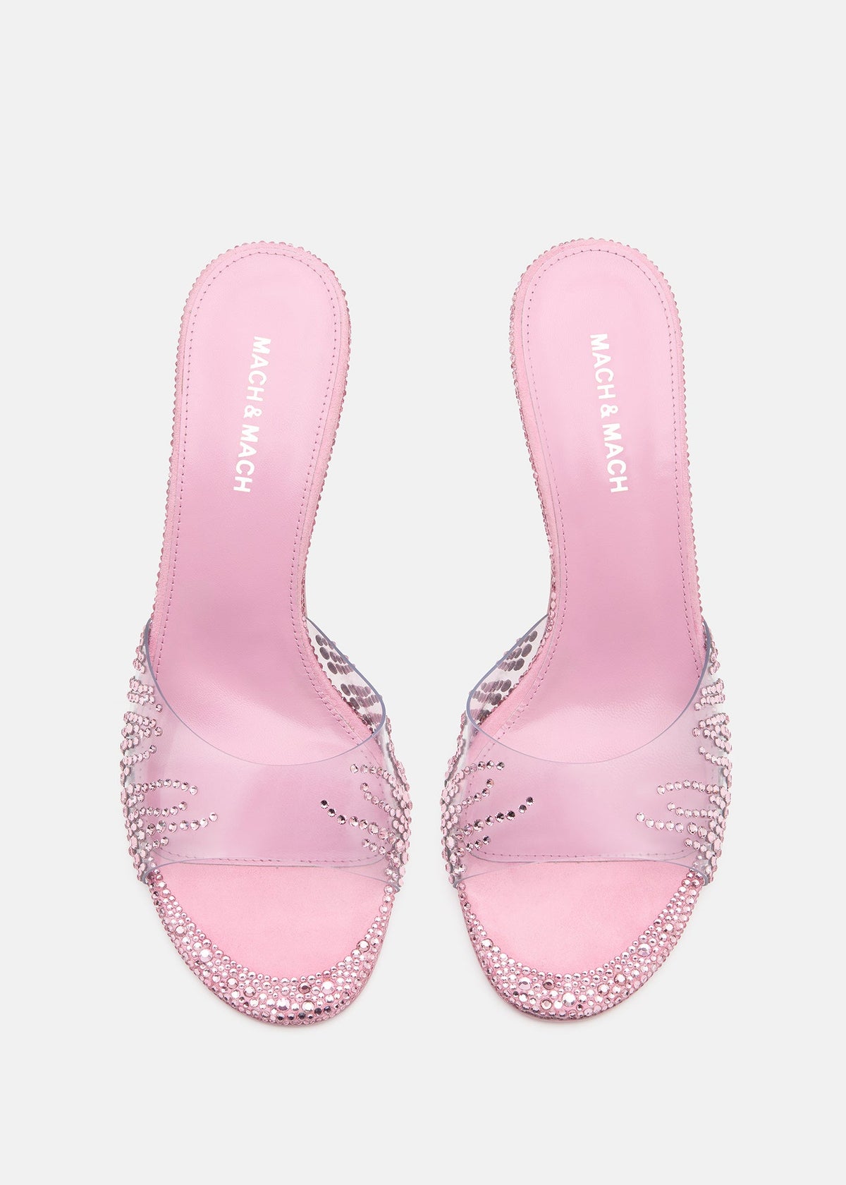 Seraphina Pink Crystal Flame Mules – crystal detail view showing crystal flame, pink, SimmiUnique