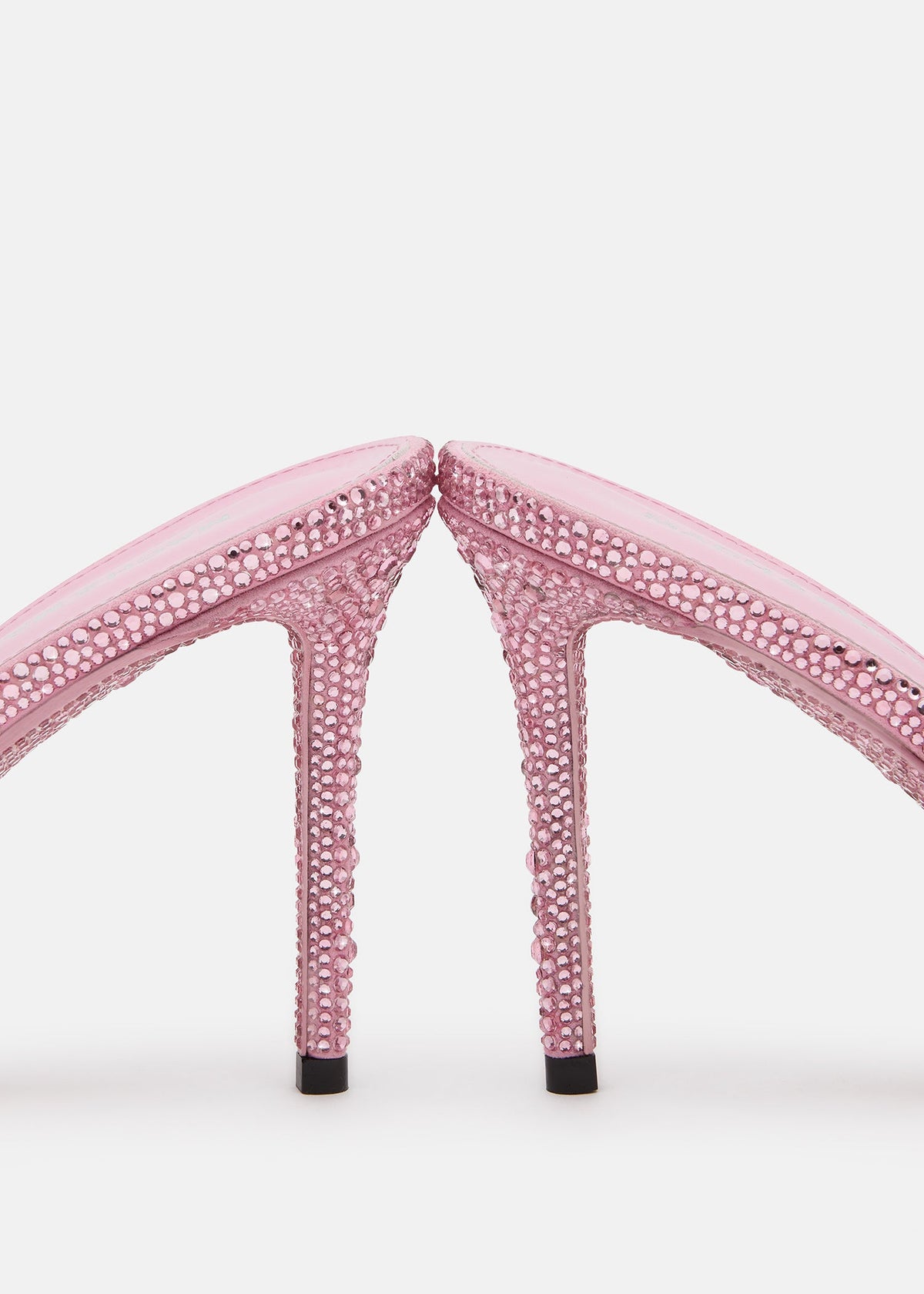 Seraphina Pink Crystal Flame Mules – rear view showing crystal flame, pink, SimmiUnique