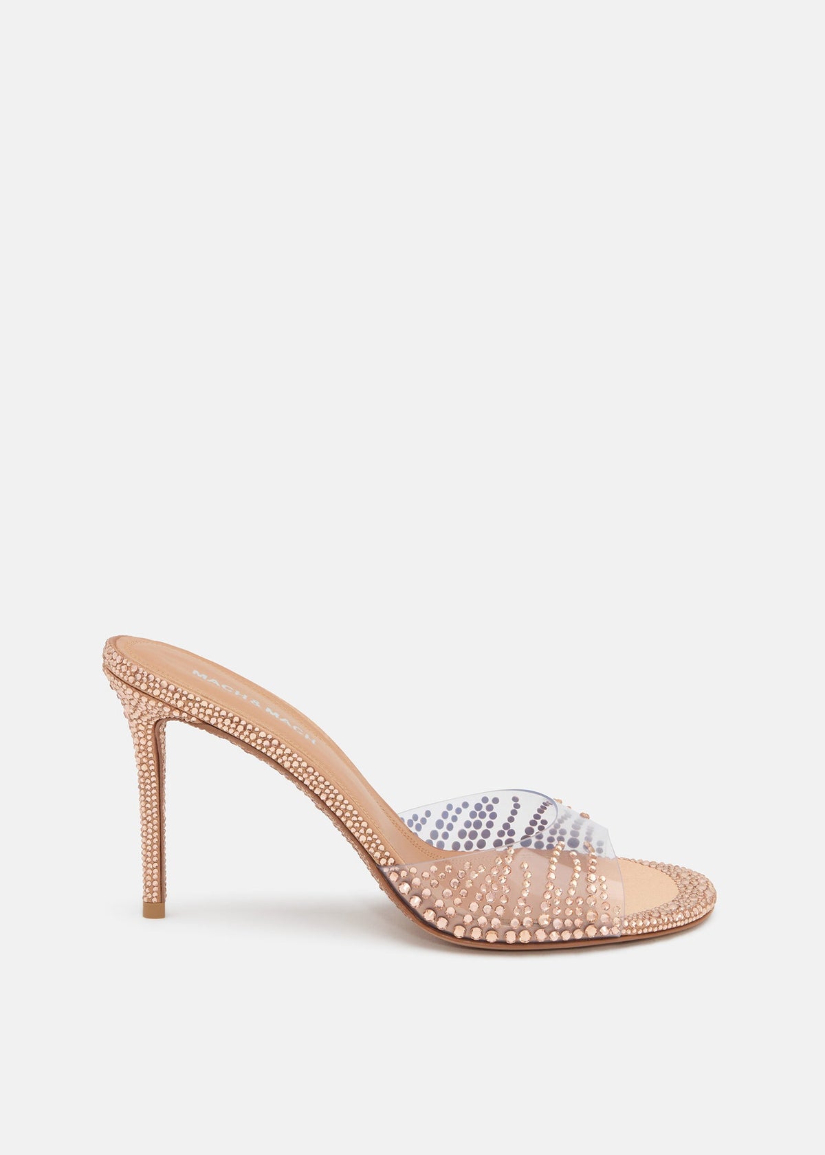 Genevieve Gold Crystal Flame Mules – front three-quarter view showing crystal flame, metallic, gold, red, SimmiUnique