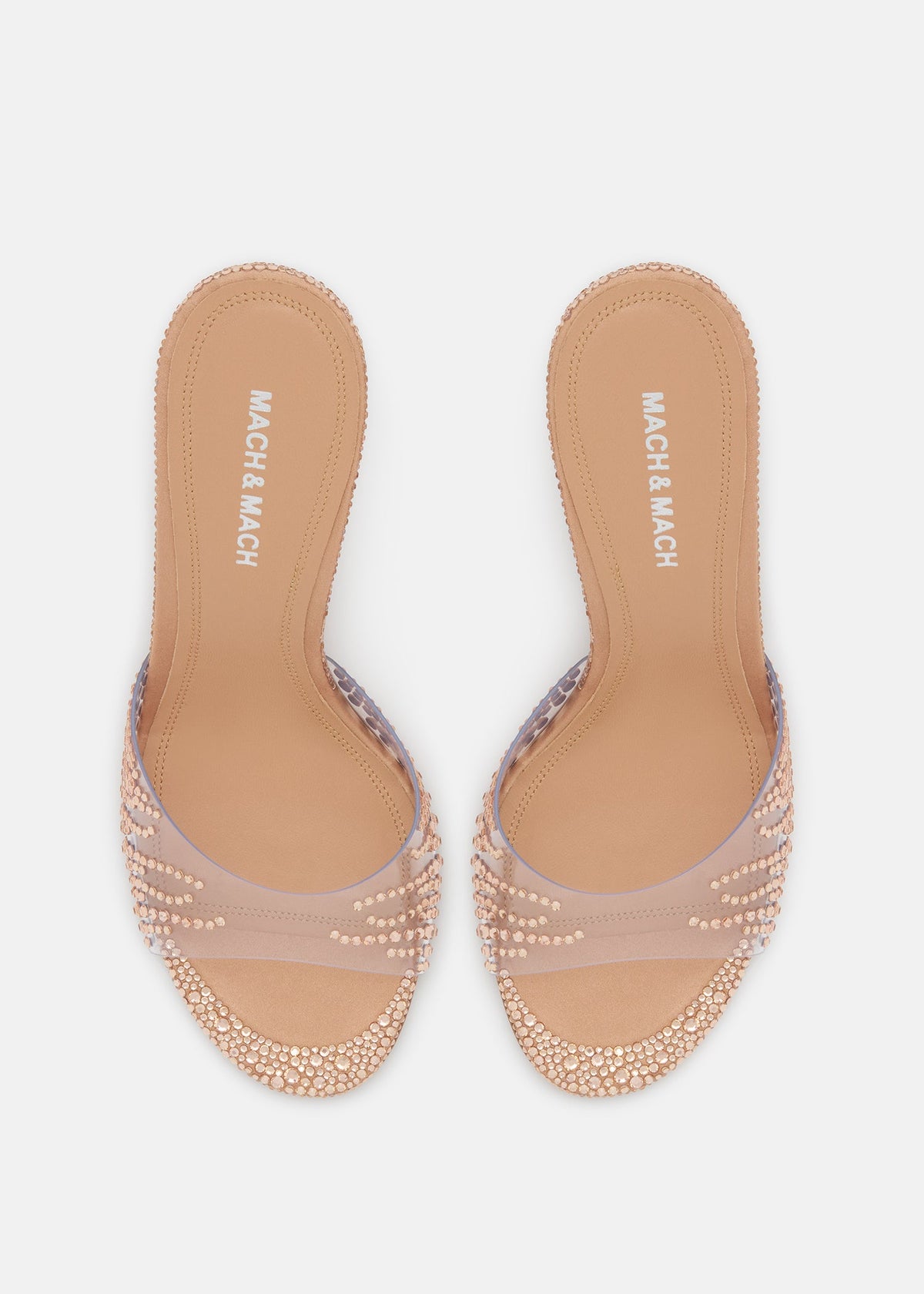 Genevieve Gold Crystal Flame Mules – crystal detail view showing crystal flame, metallic, gold, red, SimmiUnique
