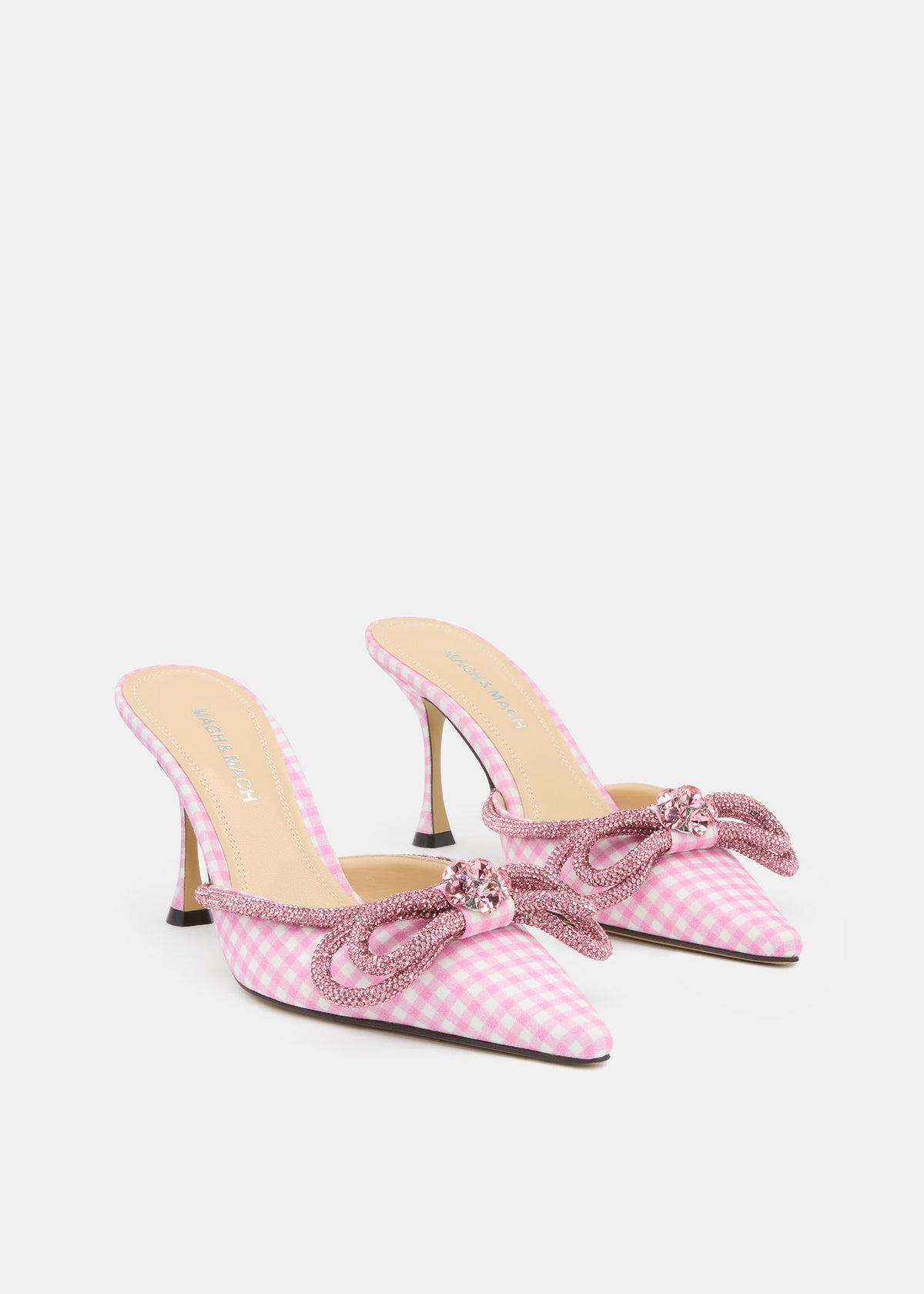 Cressida Pink Double Bow Mules – side profile showing double bow, pink, SimmiUnique