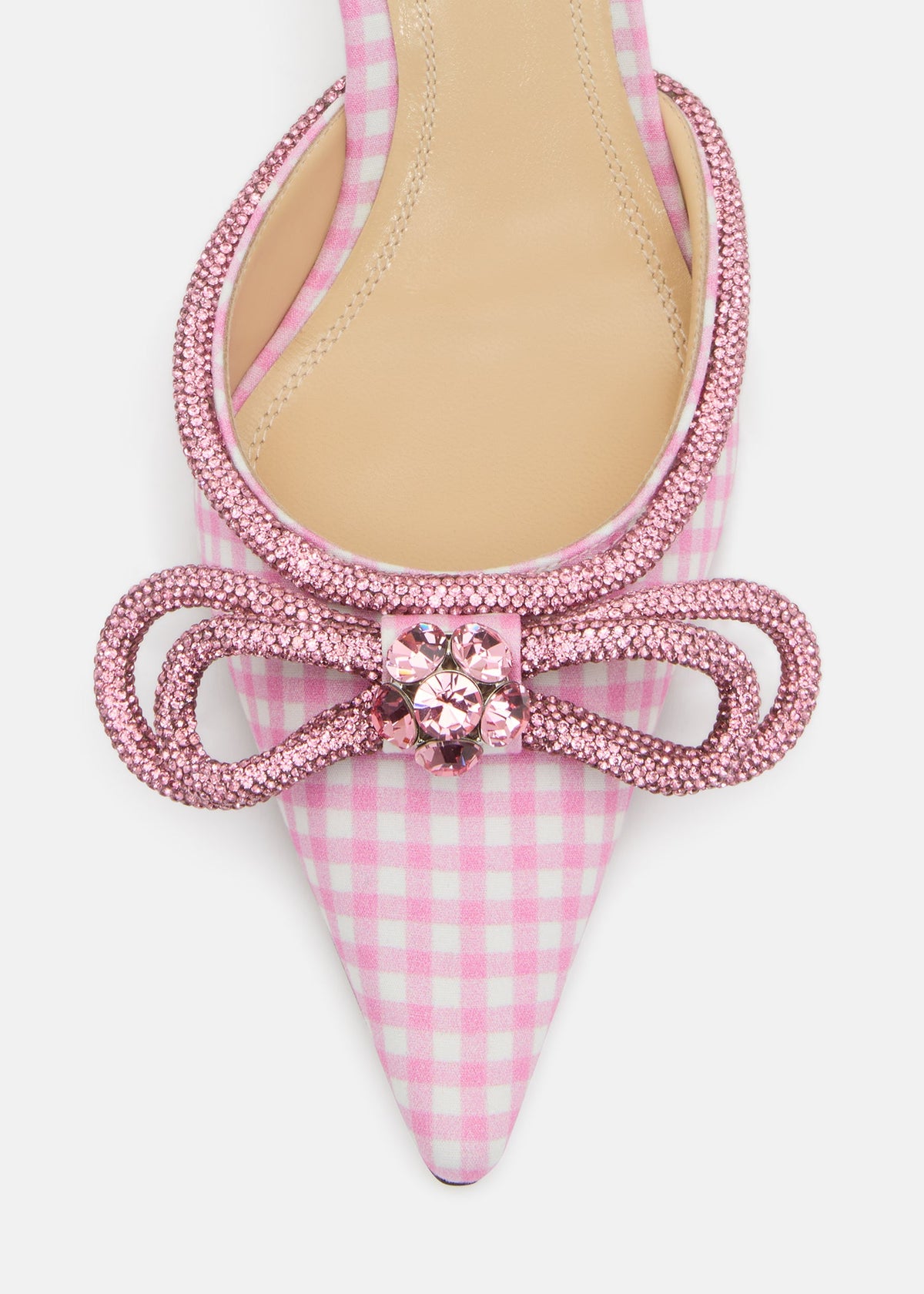 Cressida Pink Double Bow Mules – rear view showing double bow, pink, SimmiUnique
