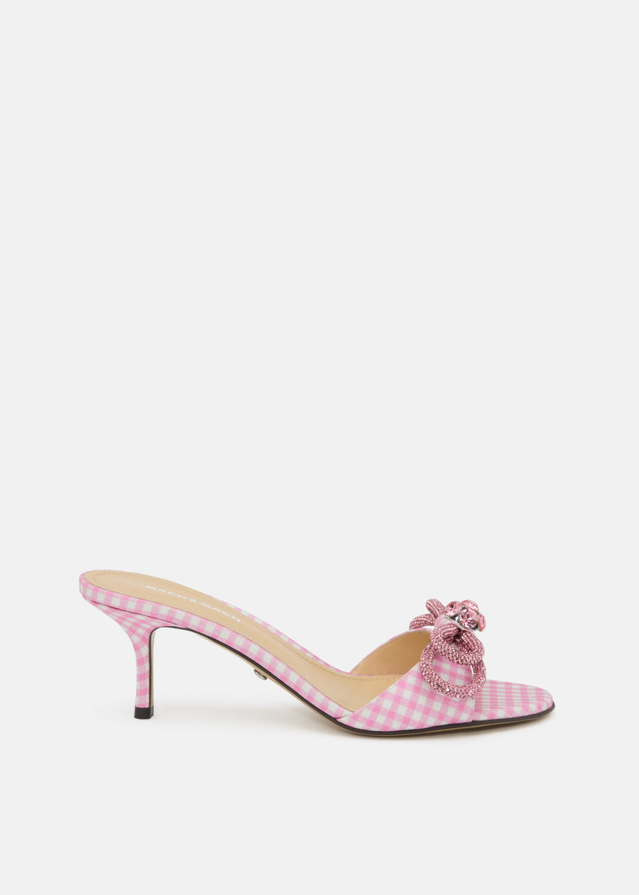 Evangeline Pink Double Bow Mules