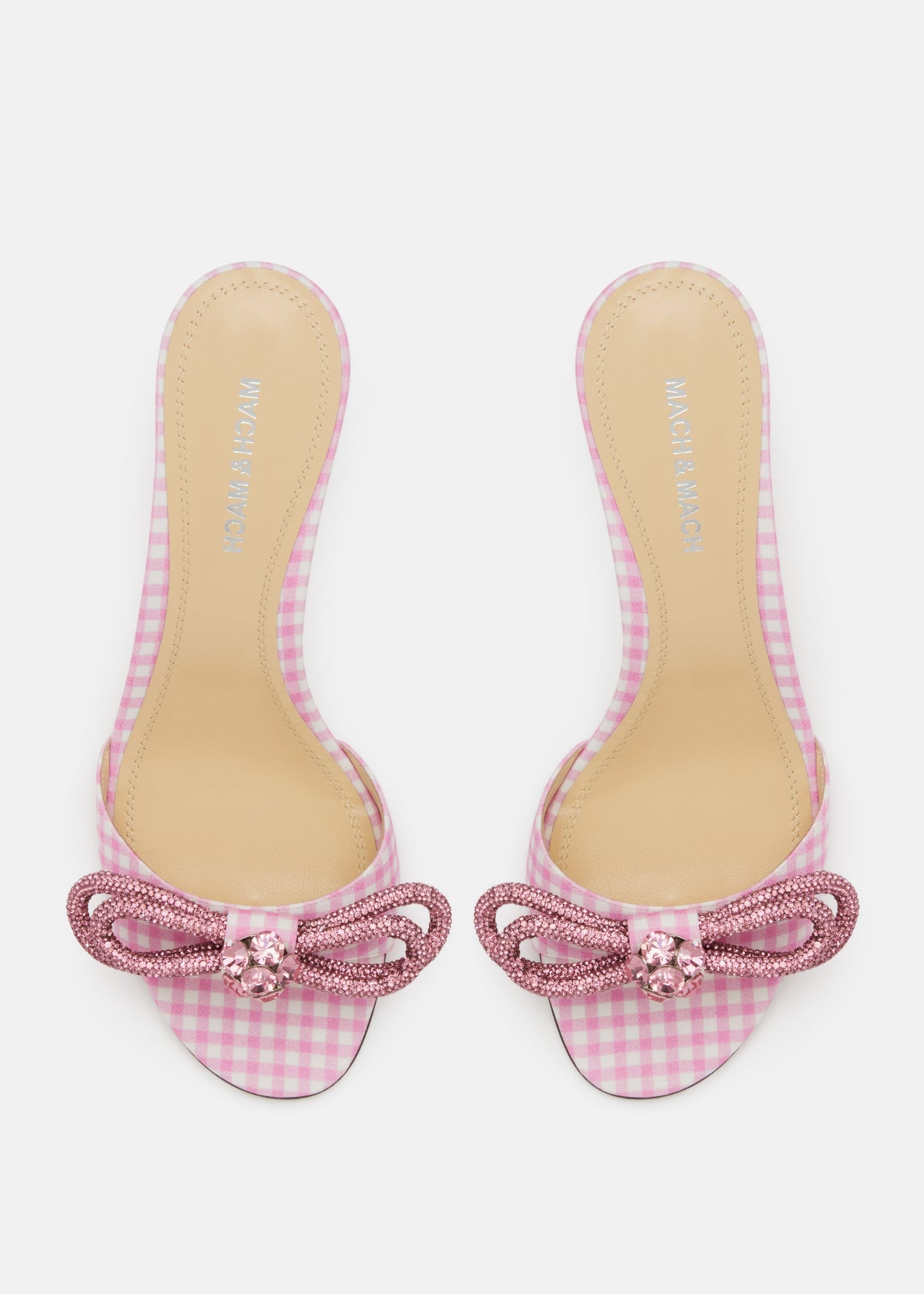 Evangeline Pink Double Bow Mules – heel view showing double bow, pink, SimmiUnique