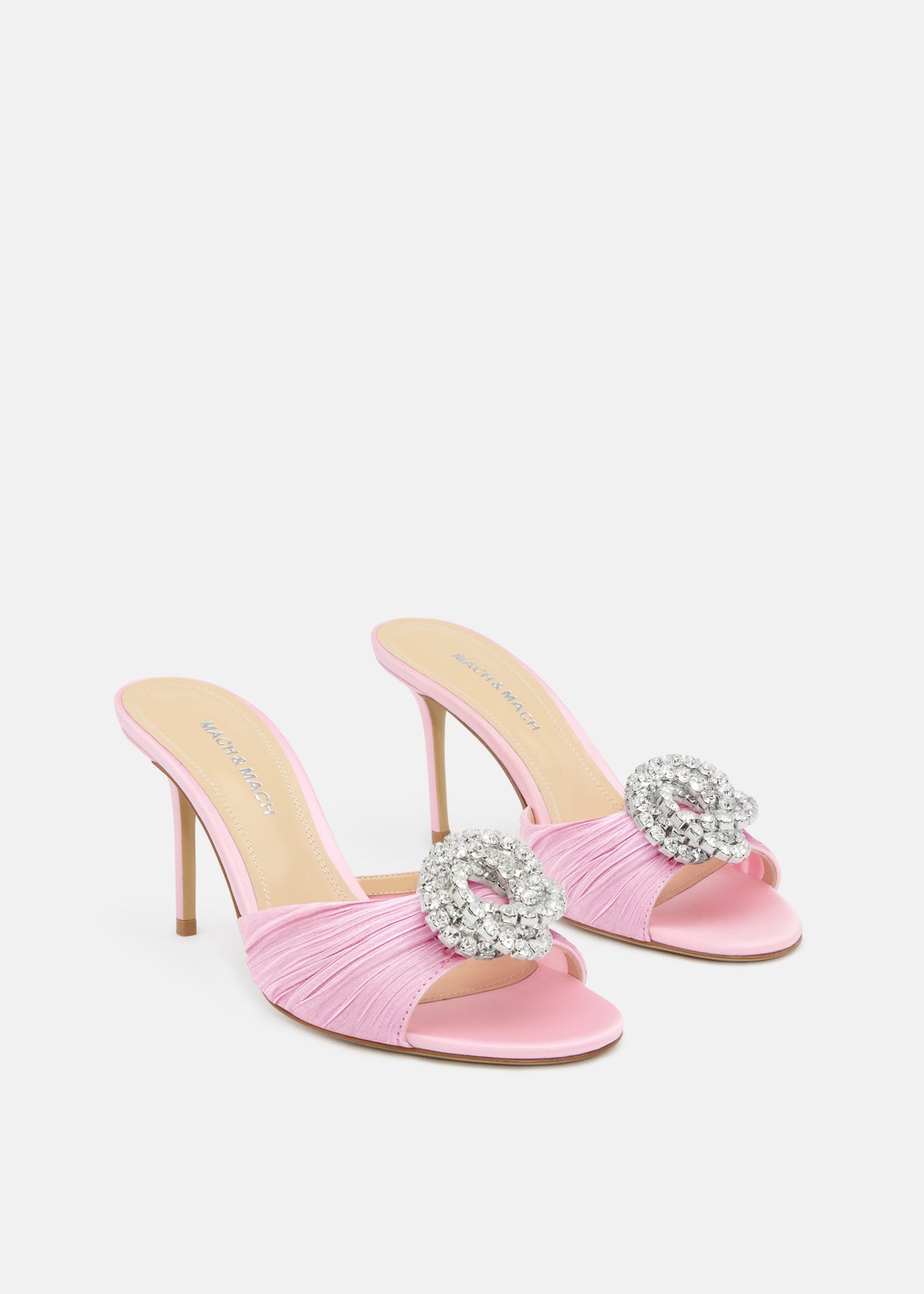 Aurelia Pink Double Bow Mules – side profile showing double bow, satin, pink, SimmiUnique
