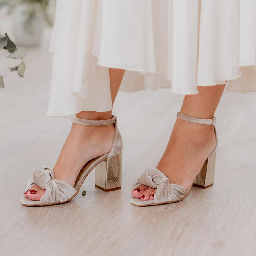 Silver Velvet Heels