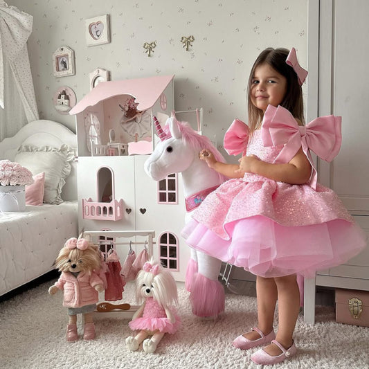 Sesión de fotos de niña, regalos personalizados, vacaciones, Navidad, San Valentín, vestido rosa