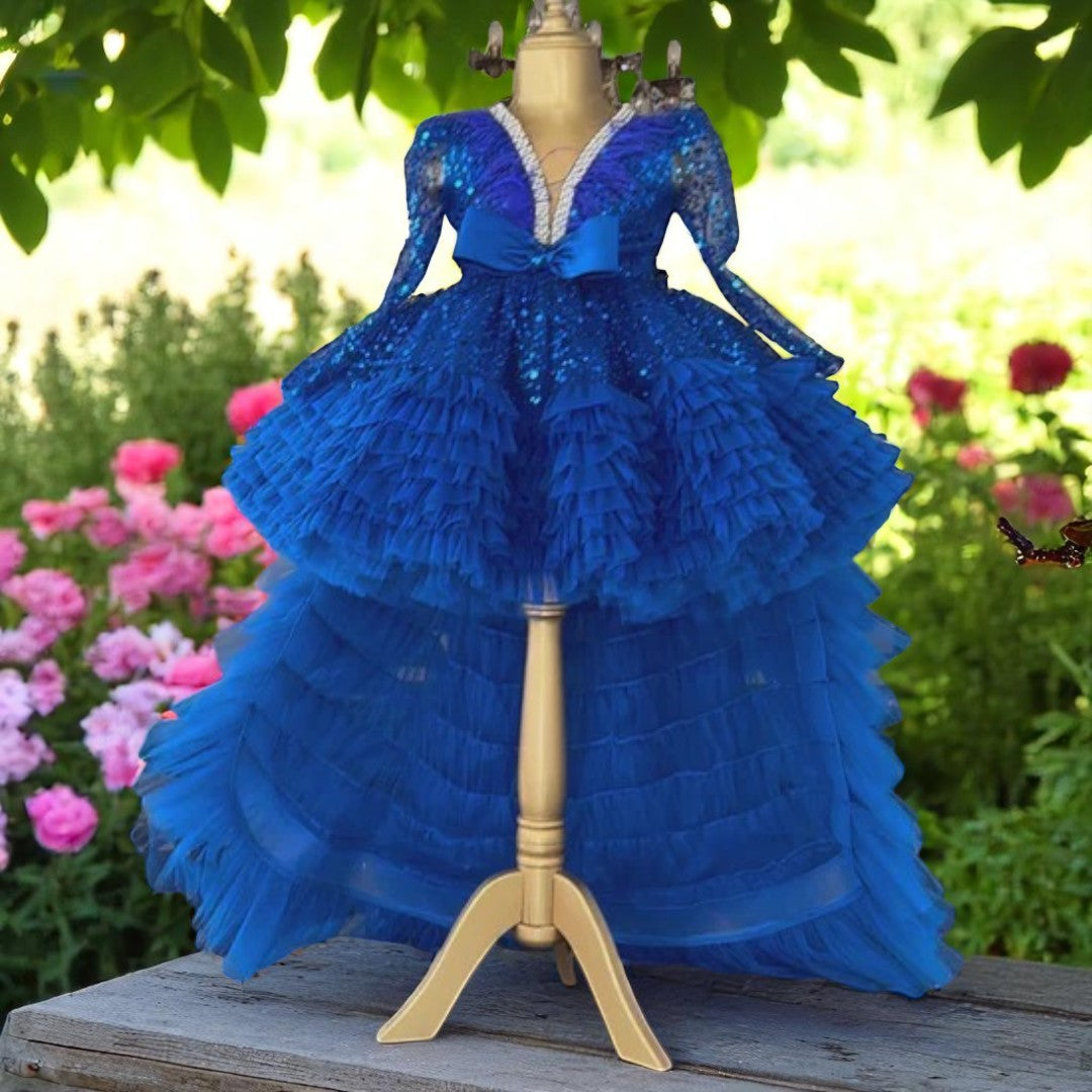 Cleopatra Saxe Blue Dress - Special Design Girl's Evening Dress for birthdays