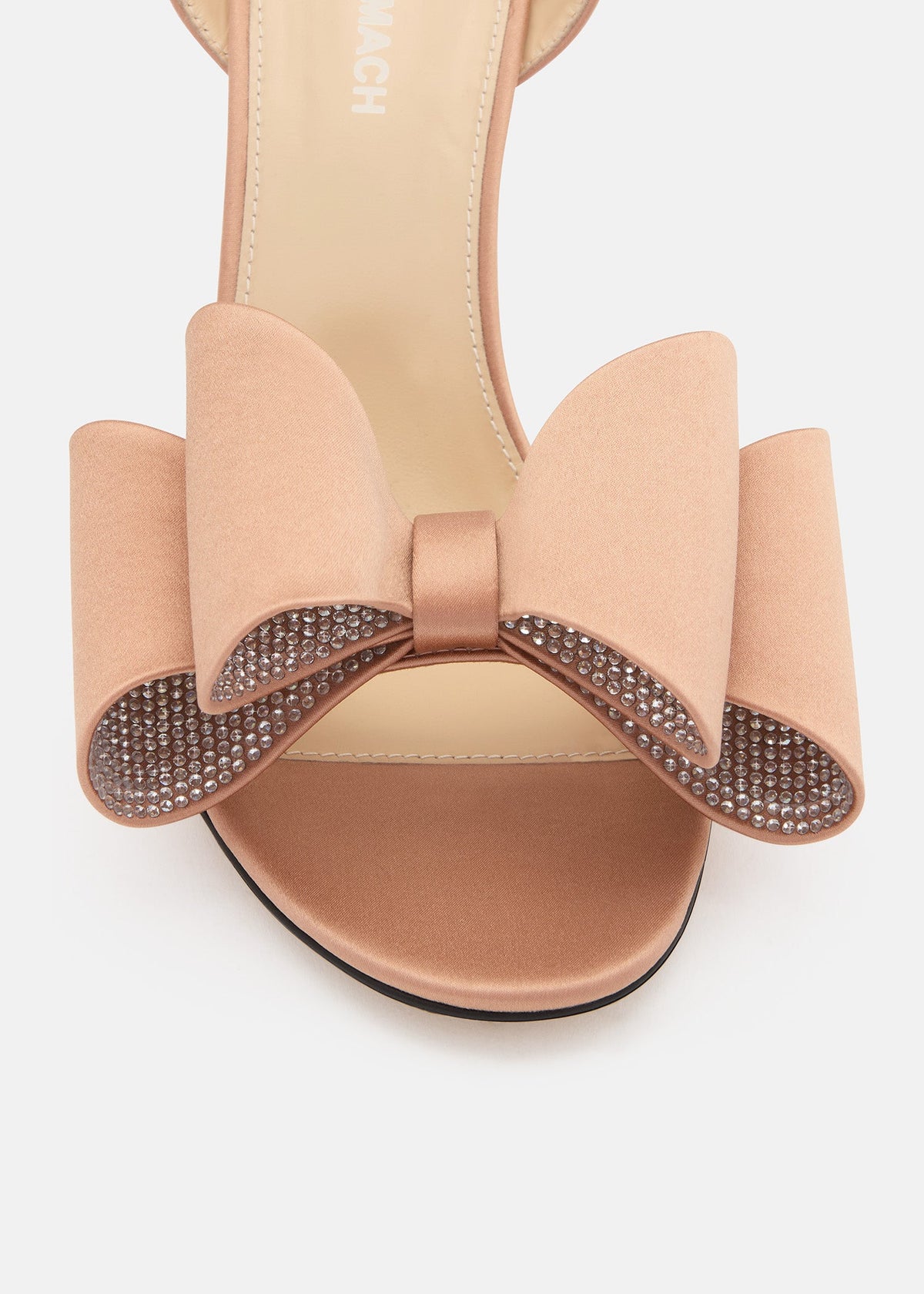 Solene Gold Brown Crystal Sandals – rear view showing crystal, satin, gold, brown, SimmiUnique