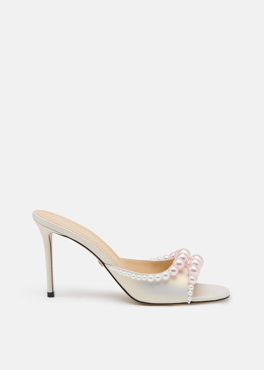 Theodora White Pearl Mules