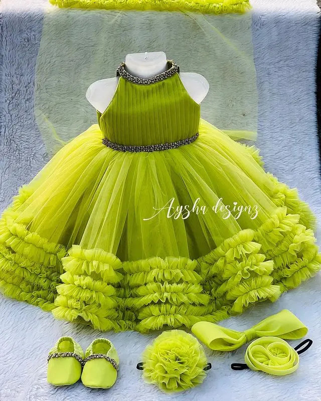 Summer Lace Girl Dress in green - photo 4