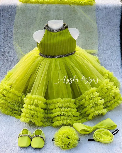 SUMMER NEW SEASON LACE GIRL DRESSES GREEN cemrestore