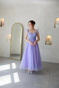 Sofia Lilac Special Design Evening Dress Tulle Dress