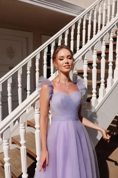 Sofia Lilac Special Design Evening Dress Tulle Dress – side view