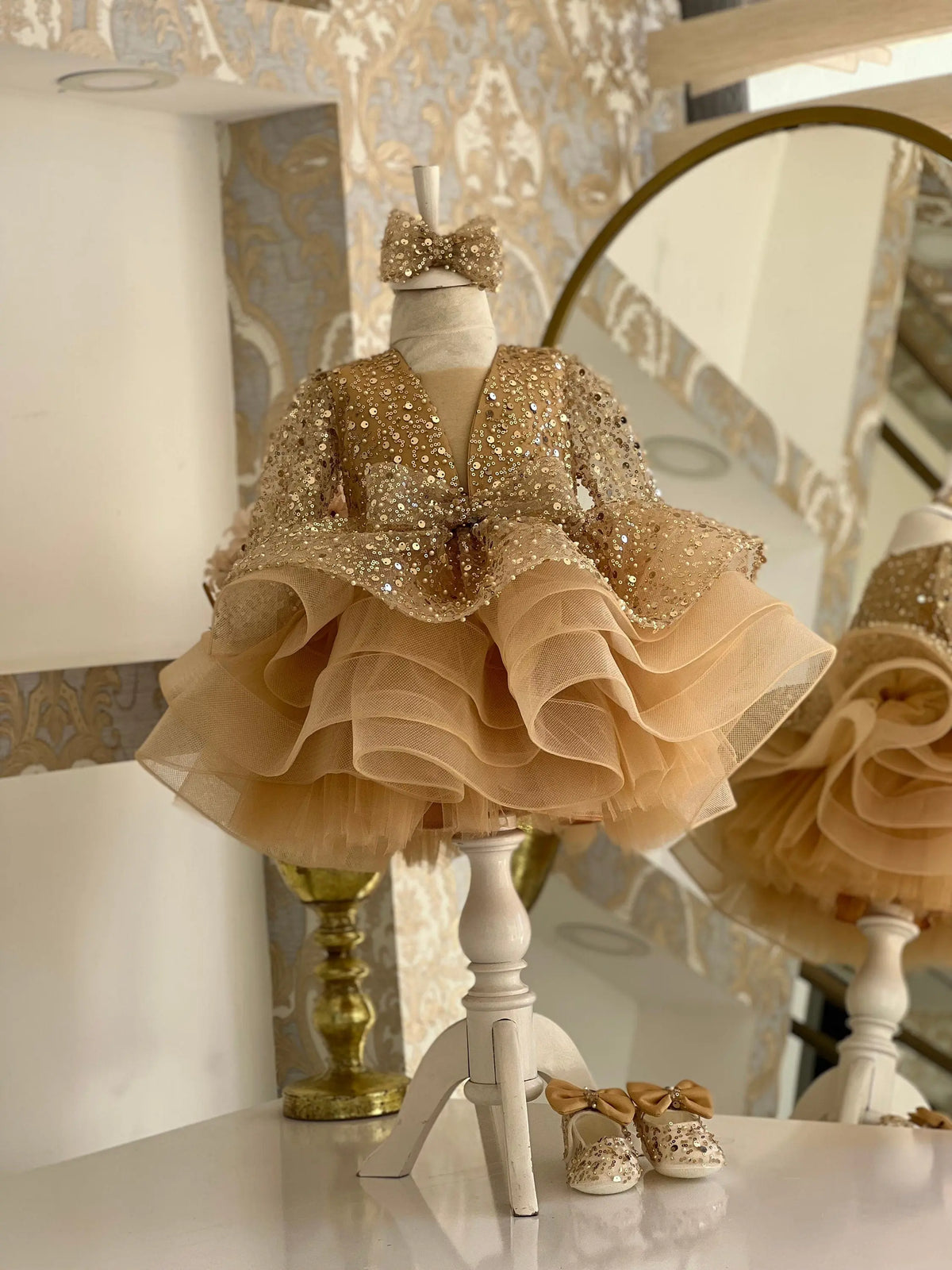 Toddler Gold Pageant Dress – side view