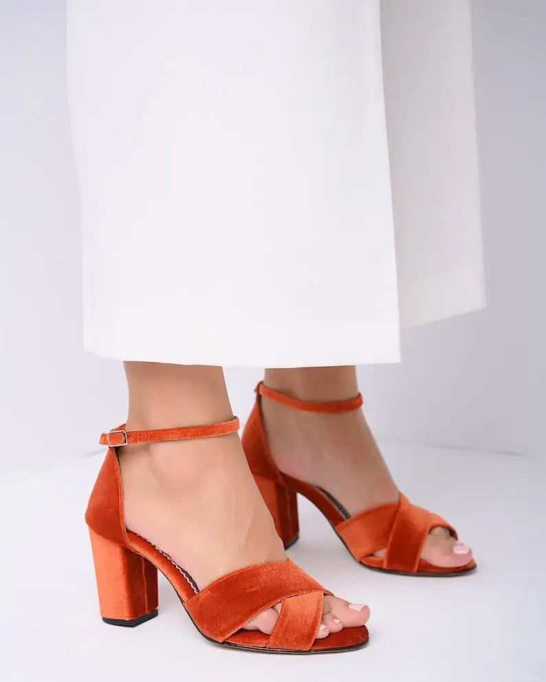 Wedding Shoes Block Heels – Red