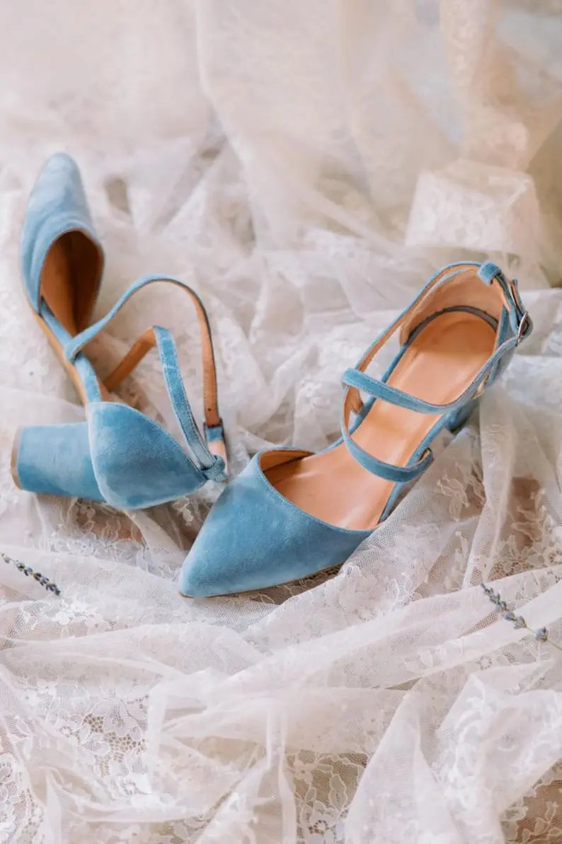 Wedding Shoes For Bride Blue – close-up