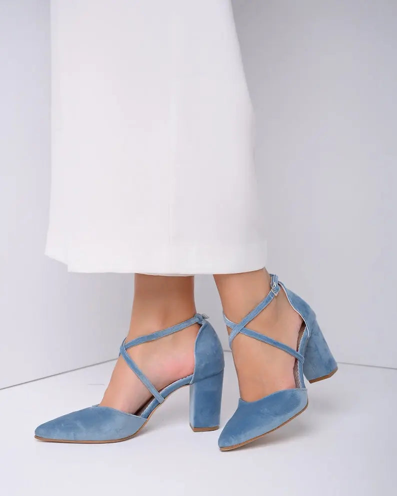 Wedding Shoes For Bride Blue – full outfit view