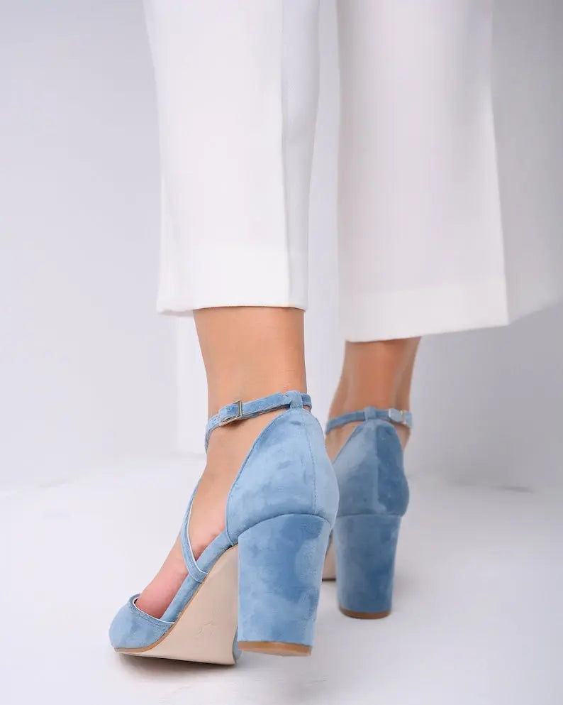 Wedding Shoes For Bride Blue – side view