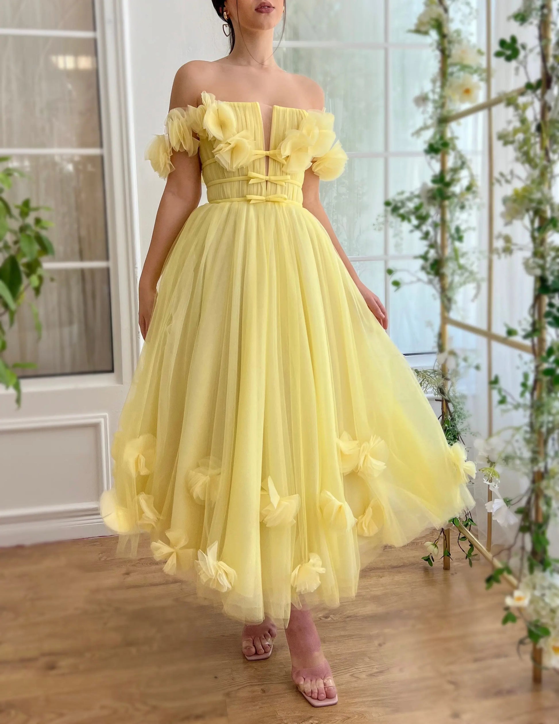 Yellow Magnolia Midi Dress simmiunique