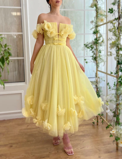 Yellow Magnolia Midi Dress simmiunique