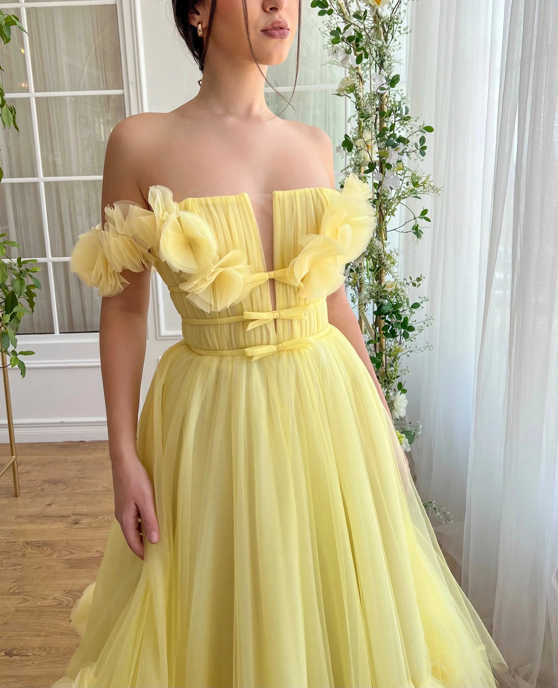 Yellow Magnolia Midi Dress simmiunique