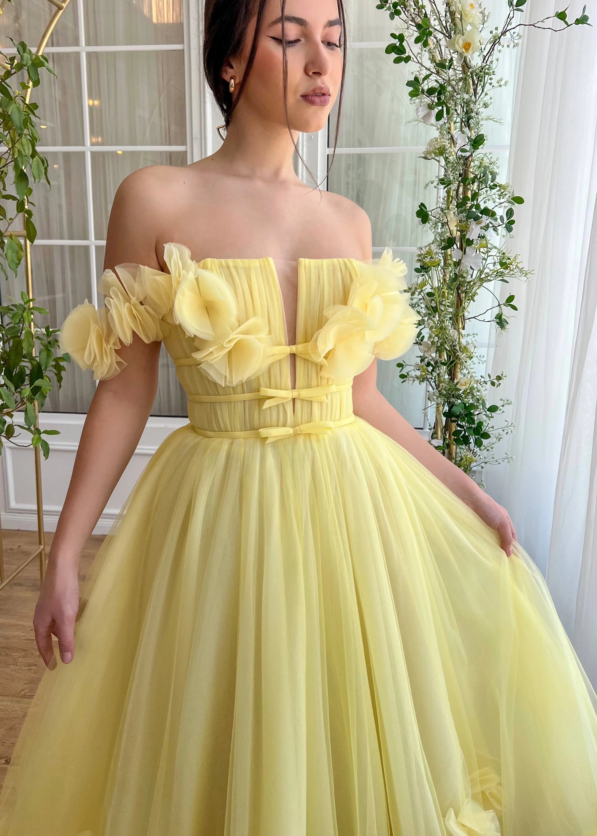 Yellow Magnolia Midi Dress simmiunique