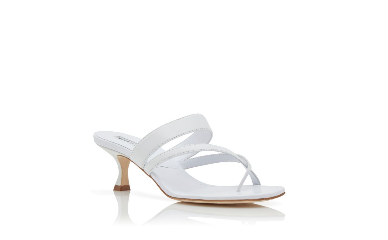 Lunette Flame White Crossover Mules – top view showing white crossover, open toe, nappa leather, SimmiUnique