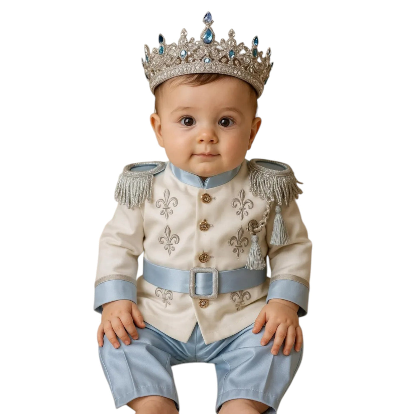 Luxury Baby Boy Outfit Silver Prince Birthday Suit for birthdays