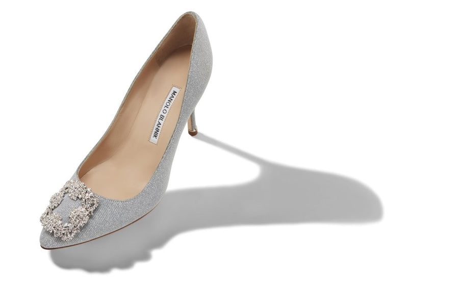 Bianca Bloom Silver Jewel Buckle Pumps