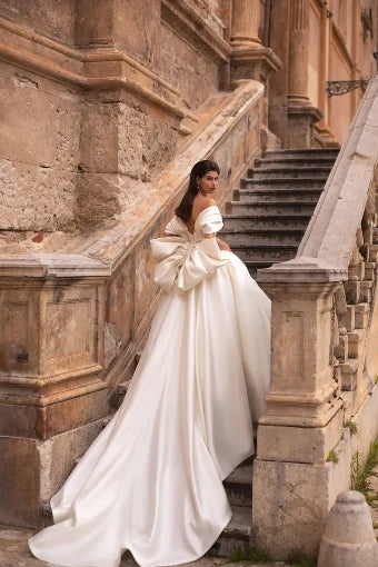 Anti Satin Ball Gown Wedding Dress | SimmiUnique