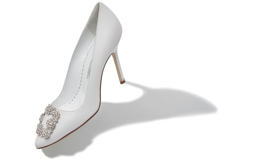 Rosalie Bloom White Jewel Buckle Pumps