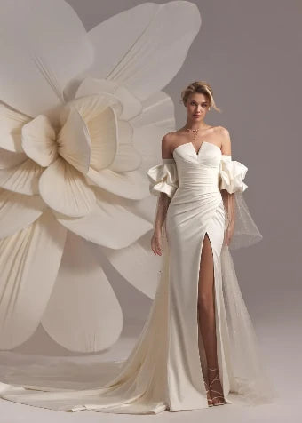 Chantel Satin Column Wedding Dress | SimmiUnique