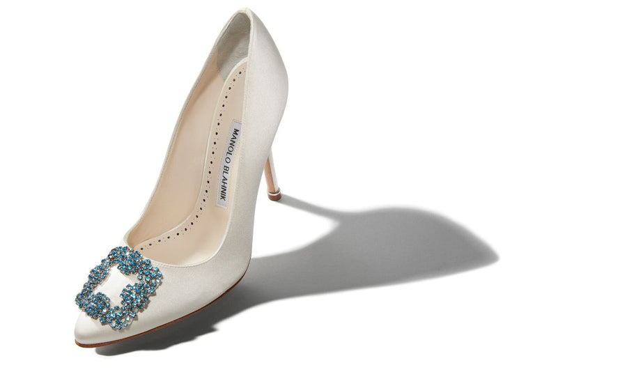 Valentina Belle White Jewel Buckle Pumps