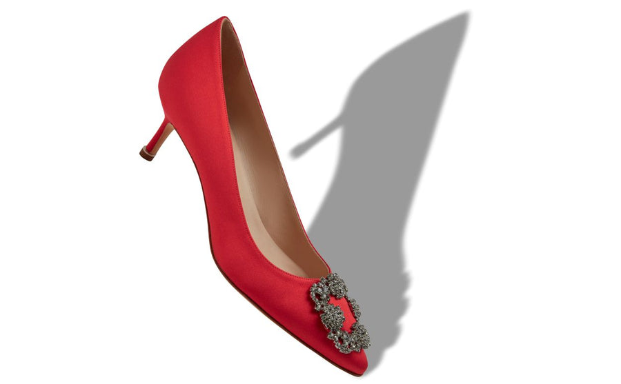 Delphine Grace Red Jewel Buckle Pumps