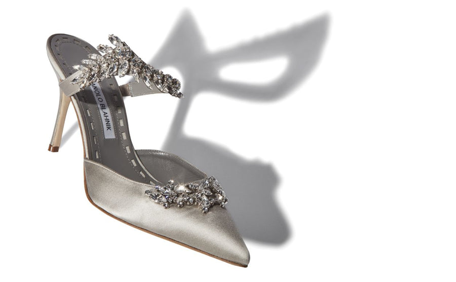 Vivienne Crown Grey Crystal Embellished Mules