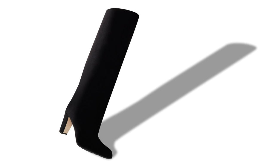 Odette Pearl Black Round Toe Knee-High Boots