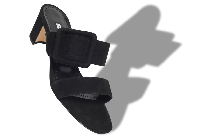 Rosalie Pearl Black Open Toe Mules