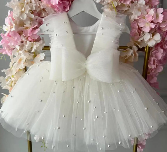 White Birthday Tutu Dress, 1st Birthday Dress
